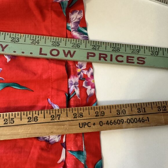 Vtg Mens Red Hawaiian Shirt Floral Les Tropiques Resortwear 100% Cotton Large - Picture 4 of 6